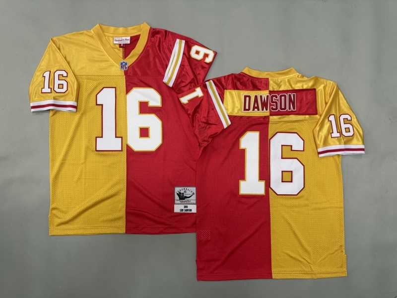 Men 2025 Kansas City Chiefs #16 Dawson red yellow Throwback Limited NFL Jersey style 001